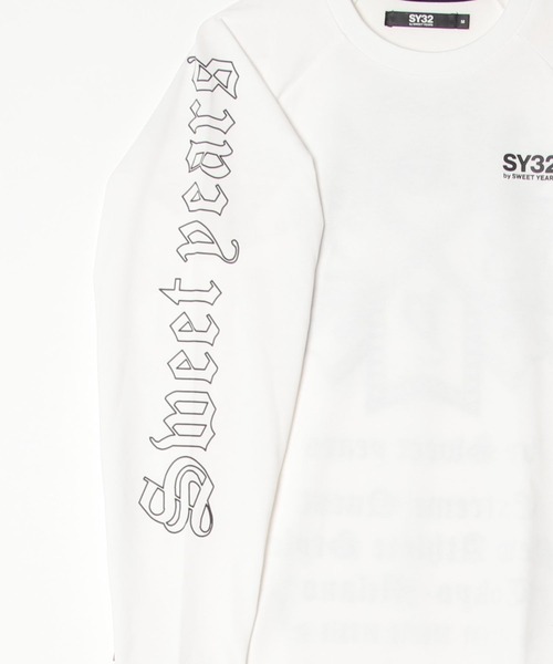 SY32 by SWEET YEARS(エスワイサーティトゥバイスィートイヤーズ)の「SY32 by SWEET YEARS /エスワイサーティトゥ バイ スィートイヤーズ/RAGLAN SLEEVE CROSS L/S TEE(Tシャツ/カットソー・メンズ・ブラック系その他/ブラック/ホワイト・L/M/XL)」の4枚目の写真