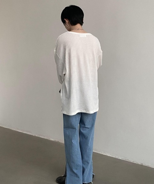 B.R.U(ブル)の「カッティングシアートップス(Tシャツ/カットソー・メンズ・ホワイト/ブラック/グレー・FREE)」の13枚目の写真