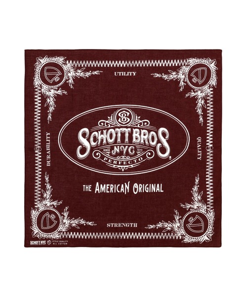 schott（ショット）の「Schott/ショット/BANDANA EMBLEM/バンダナ エンブレム（バンダナ/スカーフ・メンズ・バーガンディー/ブラック・F）」の2枚目の写真