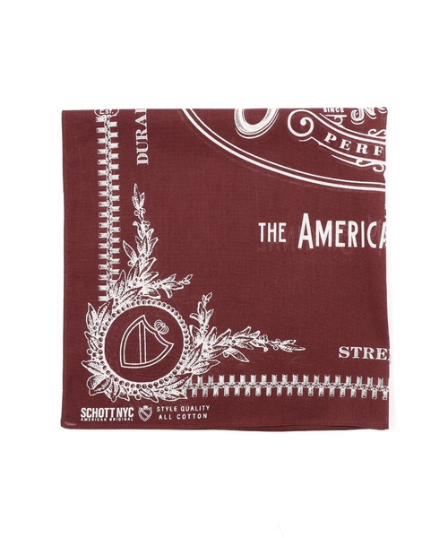 schott（ショット）の「Schott/ショット/BANDANA EMBLEM/バンダナ エンブレム（バンダナ/スカーフ・メンズ・バーガンディー/ブラック・F）」の7枚目の写真