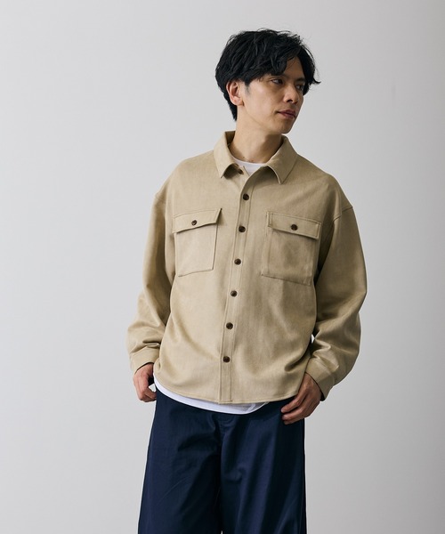 improves(インプローブス)の「スエード風 ポンチ ダブルフラップ ポケシャツ(シャツ/ブラウス・メンズ・キャメル/ブラウン/ベージュ・MEDIUM/LARGE)」の1枚目の写真