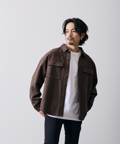 improves(インプローブス)の「スエード風 ポンチ ダブルフラップ ポケシャツ(シャツ/ブラウス・メンズ・キャメル/ブラウン/ベージュ・MEDIUM/LARGE)」の2枚目の写真