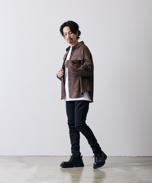 improves(インプローブス)の「スエード風 ポンチ ダブルフラップ ポケシャツ(シャツ/ブラウス・メンズ・キャメル/ブラウン/ベージュ・MEDIUM/LARGE)」の6枚目の写真