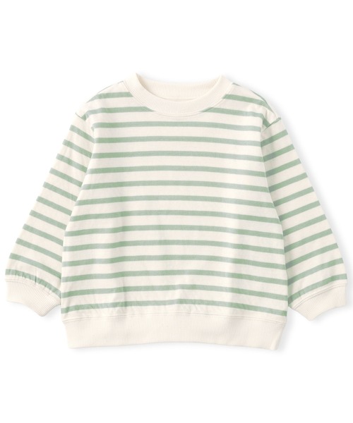 無印良品（ムジルシリョウヒン）の「ベビー　あたまするっと　接結編みスウェットシャツ（スウェット・キッズ・ベージュ系/ネイビー系/ライトグリーン系・100/90/80）」の2枚目の写真