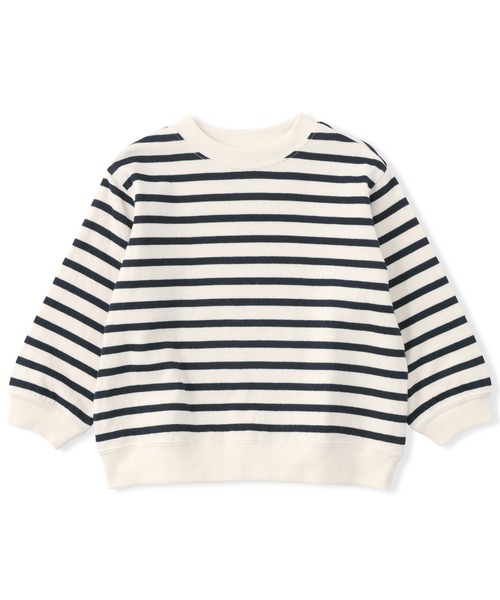 無印良品（ムジルシリョウヒン）の「ベビー　あたまするっと　接結編みスウェットシャツ（スウェット・キッズ・ベージュ系/ネイビー系/ライトグリーン系・100/90/80）」の3枚目の写真