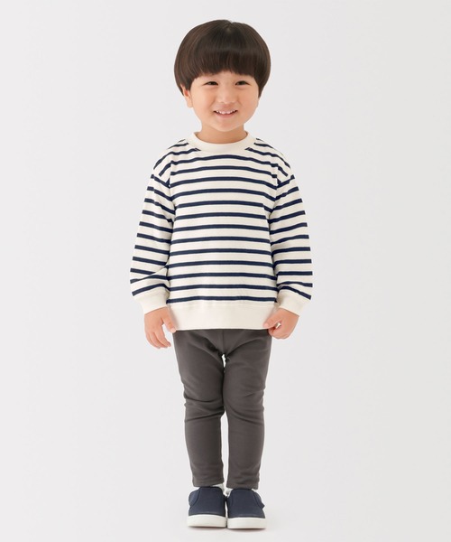 無印良品（ムジルシリョウヒン）の「ベビー　あたまするっと　接結編みスウェットシャツ（スウェット・キッズ・ベージュ系/ネイビー系/ライトグリーン系・100/90/80）」の14枚目の写真