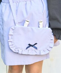 petit main（プティマイン）の「【スクール対応】【撥水・防汚・耐久・UV】リボン付きフリル移動ポケット（ポーチ）」