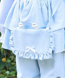 petit main（プティマイン）の「【スクール対応】【撥水・防汚・耐久・UV】リボン付きフリル移動ポケット（ポーチ）」