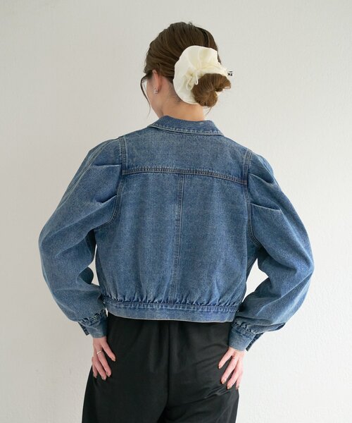 Kastane（カスタネ）の「【一部店舗限定/S.Mサイズ展開】B デニムパフジャケット（デニムジャケット・レディース・ブラック/ブルー・SMALL/MEDIUM）」の6枚目の写真