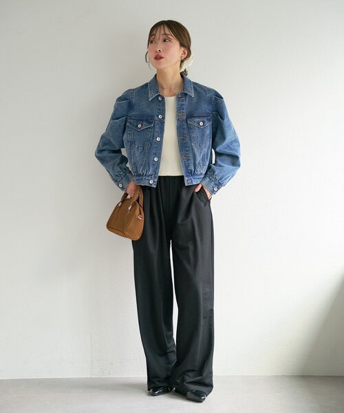 Kastane（カスタネ）の「【一部店舗限定/S.Mサイズ展開】B デニムパフジャケット（デニムジャケット・レディース・ブラック/ブルー・SMALL/MEDIUM）」の8枚目の写真