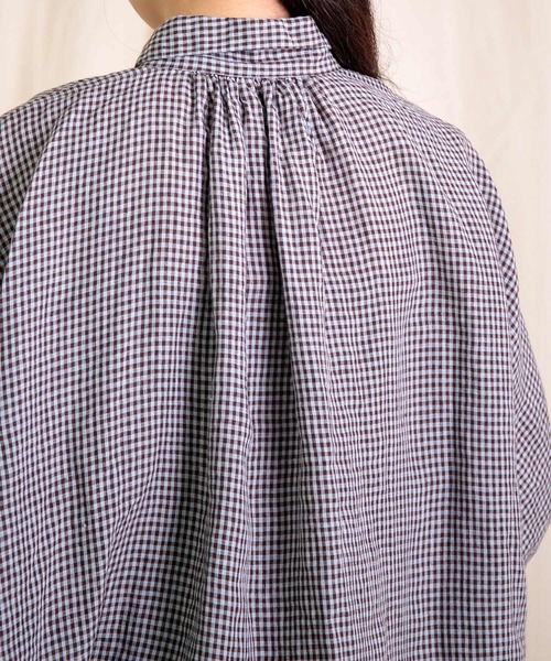 Brocante（ブロカント）の「[Brocante / ブロカント] リネンギンガムチェック グランシャツ（シャツ/ブラウス・レディース・スカイブルー系/ブラウン系その他・2）」の22枚目の写真