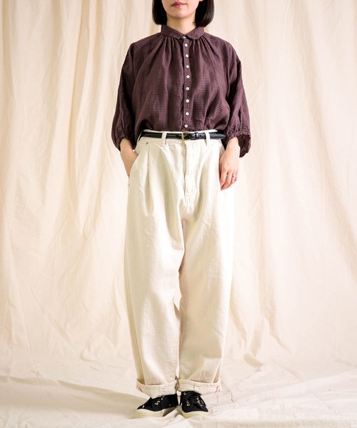 Brocante（ブロカント）の「[Brocante / ブロカント] リネンギンガムチェック グランシャツ（シャツ/ブラウス・レディース・スカイブルー系/ブラウン系その他・2）」の13枚目の写真
