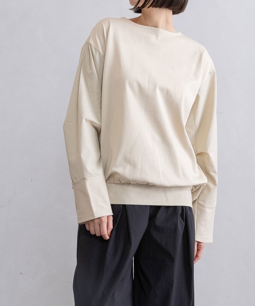 MARECHAL TERRE(マルシャルテル)の「ドッキングデザイントップス(Tシャツ/カットソー・レディース・ネイビー×ホワイト/ブラック×ホワイト/グレイッシュベージュ/ブラック・MEDIUM)」の4枚目の写真