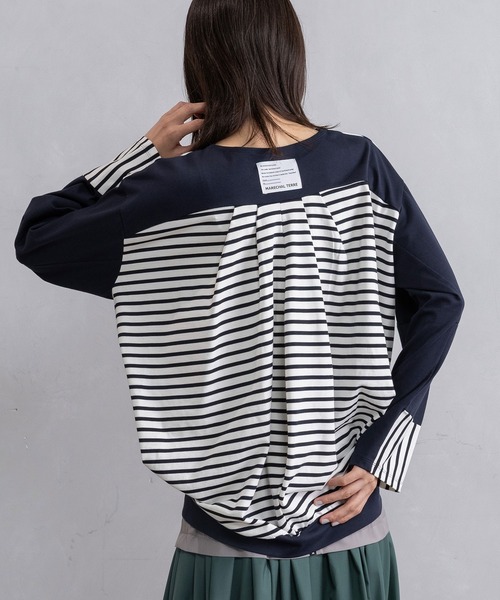 MARECHAL TERRE(マルシャルテル)の「ドッキングデザイントップス(Tシャツ/カットソー・レディース・ネイビー×ホワイト/ブラック×ホワイト/グレイッシュベージュ/ブラック・MEDIUM)」の13枚目の写真