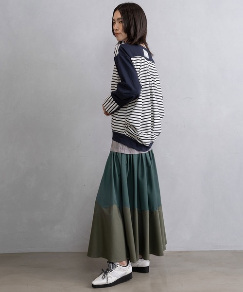MARECHAL TERRE(マルシャルテル)の「ドッキングデザイントップス(Tシャツ/カットソー・レディース・ネイビー×ホワイト/ブラック×ホワイト/グレイッシュベージュ/ブラック・MEDIUM)」の15枚目の写真