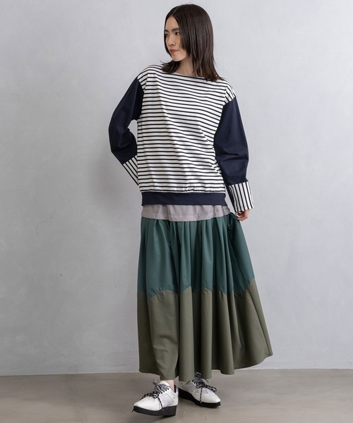 MARECHAL TERRE(マルシャルテル)の「ドッキングデザイントップス(Tシャツ/カットソー・レディース・ネイビー×ホワイト/ブラック×ホワイト/グレイッシュベージュ/ブラック・MEDIUM)」の16枚目の写真