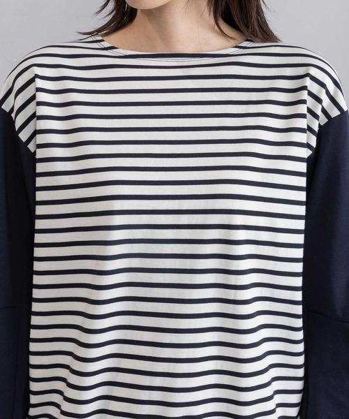 MARECHAL TERRE(マルシャルテル)の「ドッキングデザイントップス(Tシャツ/カットソー・レディース・ネイビー×ホワイト/ブラック×ホワイト/グレイッシュベージュ/ブラック・MEDIUM)」の17枚目の写真