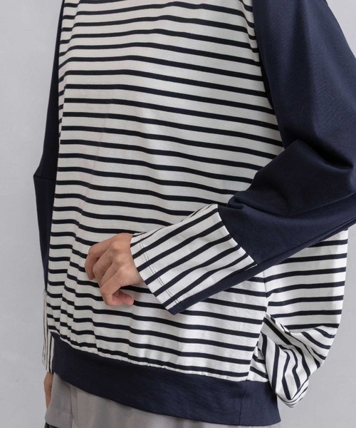 MARECHAL TERRE(マルシャルテル)の「ドッキングデザイントップス(Tシャツ/カットソー・レディース・ネイビー×ホワイト/ブラック×ホワイト/グレイッシュベージュ/ブラック・MEDIUM)」の18枚目の写真