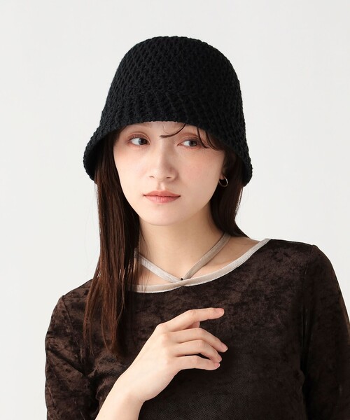 BEAMS HEART(ビームスハート)の「かぎ針編み風 クローシュ ハット(ハット・レディース・オフホワイト/ブラック/ベージュ・ONE SIZE)」の6枚目の写真