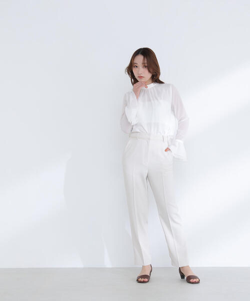 NATURAL BEAUTY BASIC(ナチュラルビューティーベーシック)の「◇フレアカフスシアーブラウス(シャツ/ブラウス・レディース・ラベンダー/オフホワイト/チャコールグレー・MEDIUM/SMALL)」の7枚目の写真