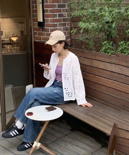antiqua(アンティカ)の「刺繍 レース カーディガン(カーディガン/ボレロ・レディース・ホワイト/ブラック・ONESIZE)」の6枚目の写真