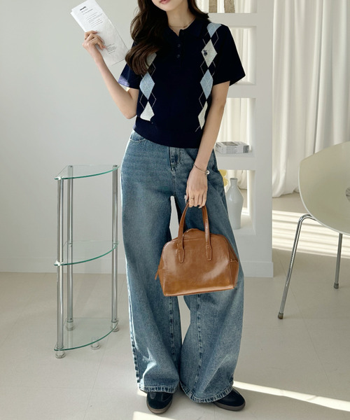 U.S. POLO ASSN.(ユーエスポロアッスン)の「【Ada.別注 U.S. POLO ASSN】ダブルカラー アーガイル ニット ポロシャツ(ポロシャツ・レディース・アイボリー/ネイビー/グレー・FREE)」の17枚目の写真