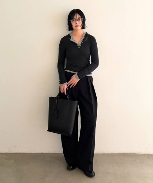 TODAYFUL（トゥデイフル）の「Henleyneck Soft Tops（Tシャツ/カットソー・レディース・グレー/キナリ/ダークグレー/サンドベージュ・FREE）」の20枚目の写真