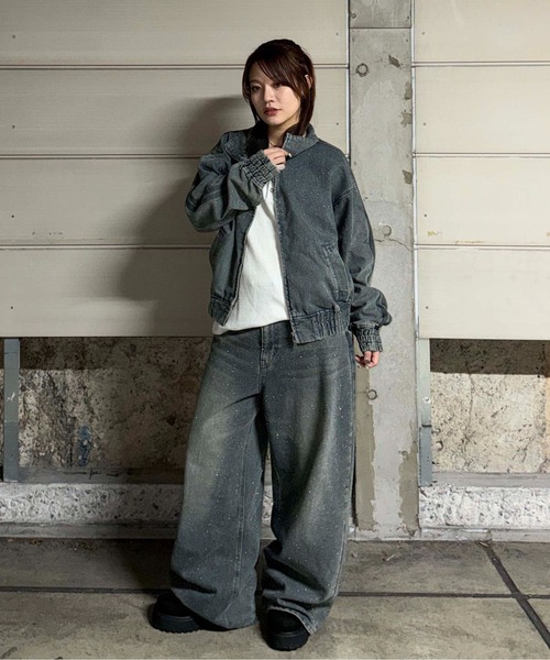 sedacle(セダクル)の「グリッター加工デニムトラックジャケット(デニムジャケット・レディース・インディゴブルー/ブラック/ブラック系その他・SMALL/MEDIUM/LARGE)」の22枚目の写真