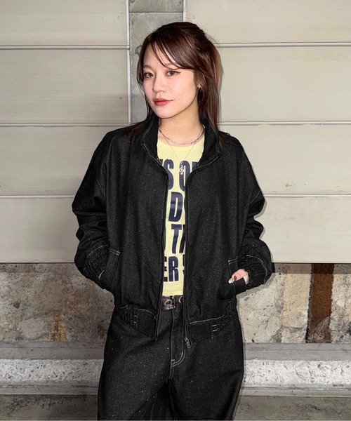 sedacle(セダクル)の「グリッター加工デニムトラックジャケット(デニムジャケット・レディース・インディゴブルー/ブラック/ブラック系その他・SMALL/MEDIUM/LARGE)」の9枚目の写真