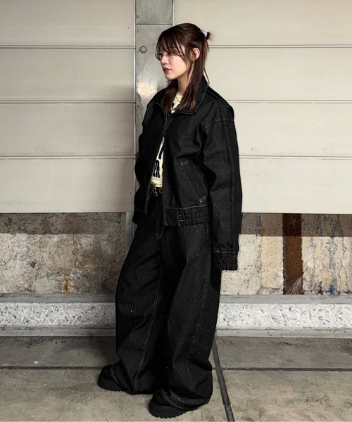 sedacle(セダクル)の「グリッター加工デニムトラックジャケット(デニムジャケット・レディース・インディゴブルー/ブラック/ブラック系その他・SMALL/MEDIUM/LARGE)」の12枚目の写真