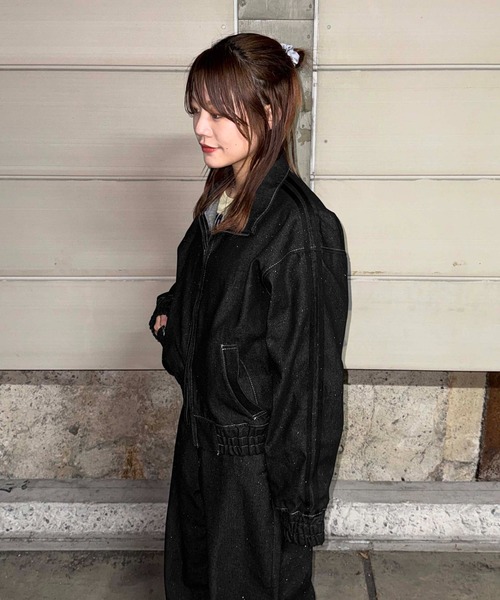 sedacle(セダクル)の「グリッター加工デニムトラックジャケット(デニムジャケット・レディース・インディゴブルー/ブラック/ブラック系その他・SMALL/MEDIUM/LARGE)」の6枚目の写真