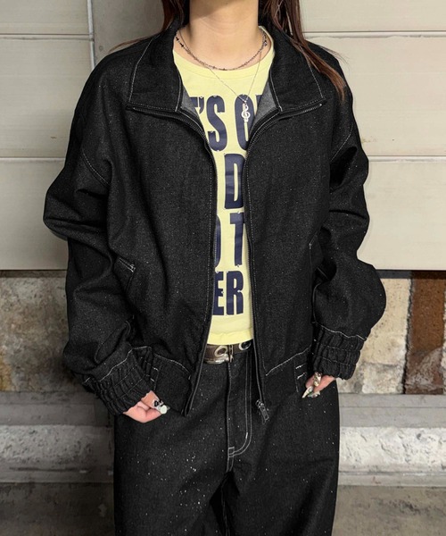 sedacle(セダクル)の「グリッター加工デニムトラックジャケット(デニムジャケット・レディース・インディゴブルー/ブラック/ブラック系その他・SMALL/MEDIUM/LARGE)」の4枚目の写真