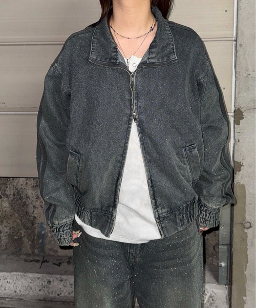 sedacle(セダクル)の「グリッター加工デニムトラックジャケット(デニムジャケット・レディース・インディゴブルー/ブラック/ブラック系その他・SMALL/MEDIUM/LARGE)」の16枚目の写真