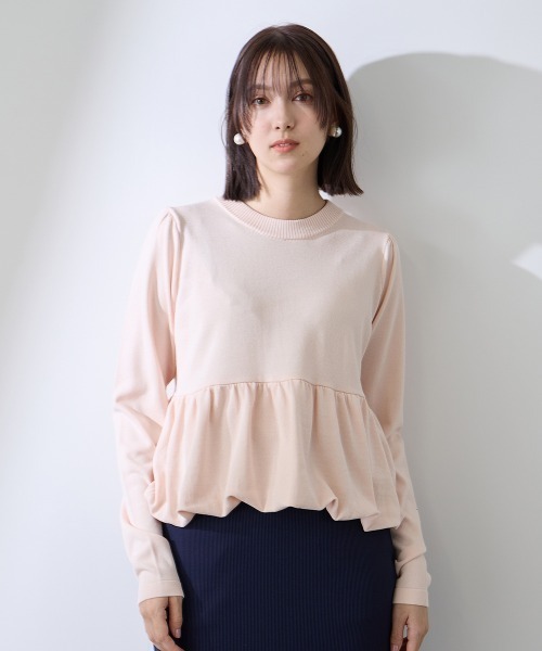 QUEENS COURT(クイーンズコート)の「バルーンヘムニットプルオーバー≪手洗い可能≫(ニット/セーター・レディース・アイボリー/ピンク・M)」の2枚目の写真