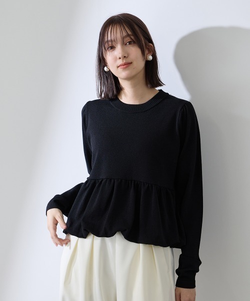 QUEENS COURT(クイーンズコート)の「バルーンヘムニットプルオーバー≪手洗い可能≫(ニット/セーター・レディース・アイボリー/ピンク・M)」の16枚目の写真