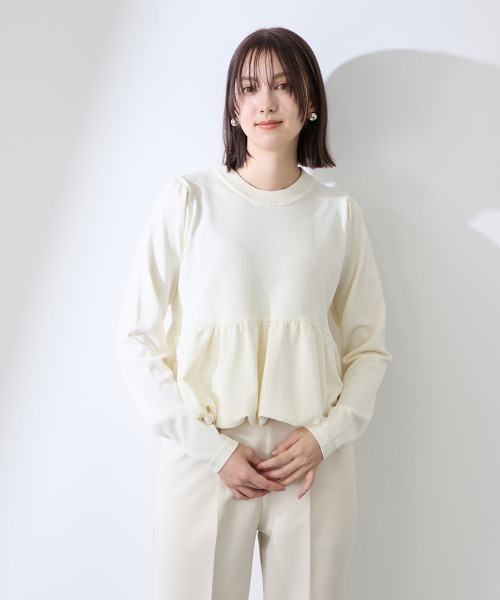 QUEENS COURT(クイーンズコート)の「バルーンヘムニットプルオーバー≪手洗い可能≫(ニット/セーター・レディース・アイボリー/ピンク・M)」の20枚目の写真