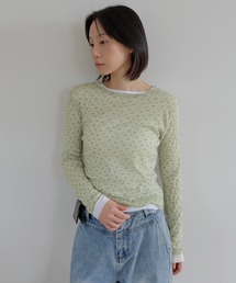 ジャスミンフラワーレイヤードインナーTシャツカットソー