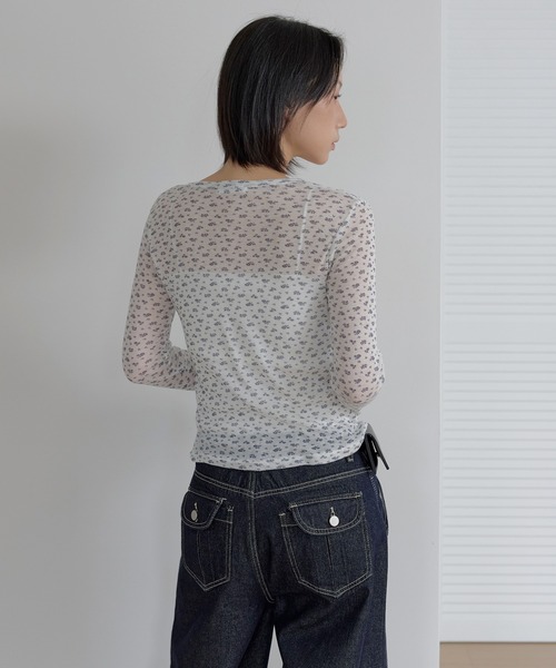 UNE MANSION(ユヌマンション)の「ジャスミンフラワーレイヤードインナーTシャツカットソー(Tシャツ/カットソー・レディース・グレー/ホワイト/ミント・FREE)」の11枚目の写真