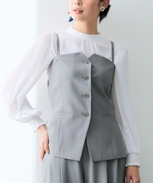 7days Life Styling | 【みさとさんコラボ】フロントボタンビスチェ(しわになりにくい・UVカット)<大きいサイズ有>(スーツセット)