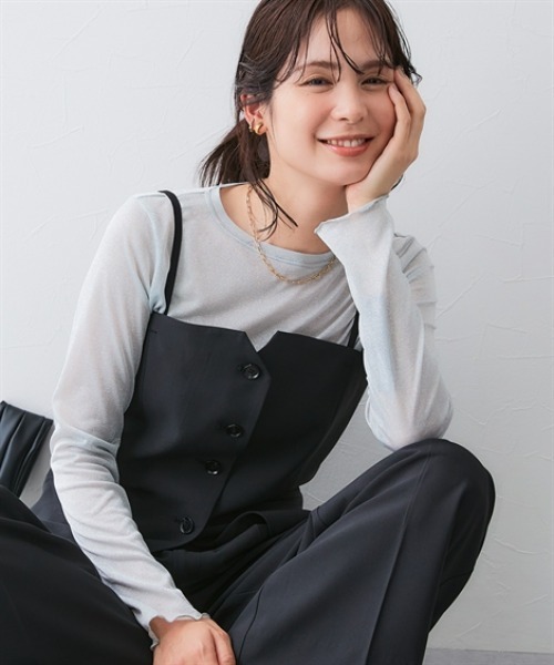 7days Life Styling（セブンデイズライフスタイリング）の「【みさとさんコラボ】フロントボタンビスチェ（しわになりにくい・UVカット）＜大きいサイズ有＞（スーツセット・レディース・グレー/ブラック・M/L/LL/3L）」の10枚目の写真