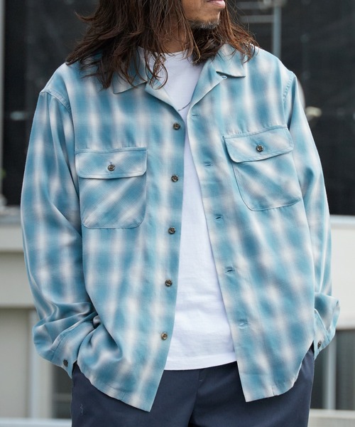 BIG MAC（ビッグマック）の「BIG MAC/ビッグマック ボックスシルエット オンブレチェック オープンカラーシャツ 2026年春夏（シャツ/ブラウス・メンズ・ホワイト/ブルー/グリーン・S/M/L）」の2枚目の写真