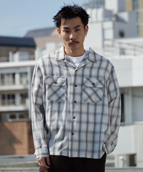 BIG MAC（ビッグマック）の「BIG MAC/ビッグマック ボックスシルエット オンブレチェック オープンカラーシャツ 2026年春夏（シャツ/ブラウス・メンズ・ホワイト/ブルー/グリーン・S/M/L）」の4枚目の写真