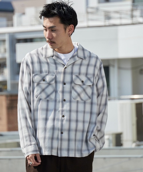 BIG MAC（ビッグマック）の「BIG MAC/ビッグマック ボックスシルエット オンブレチェック オープンカラーシャツ 2026年春夏（シャツ/ブラウス・メンズ・ホワイト/ブルー/グリーン・S/M/L）」の5枚目の写真