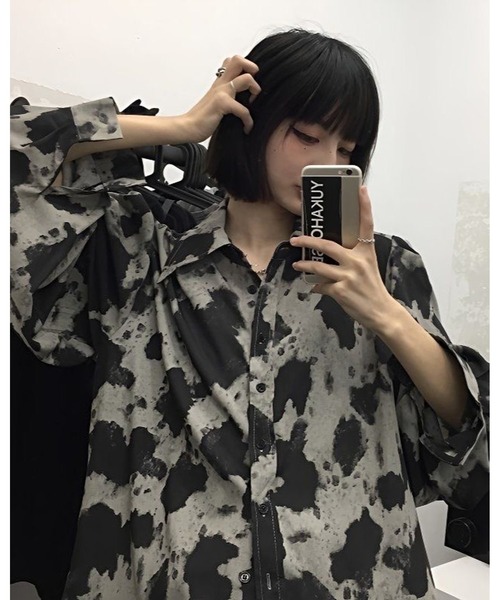 inst.ALL(インストール)の「モノトーンニュアンス柄ルーズシャツ(シャツ/ブラウス・レディース・ブラック×グレー・M)」の10枚目の写真