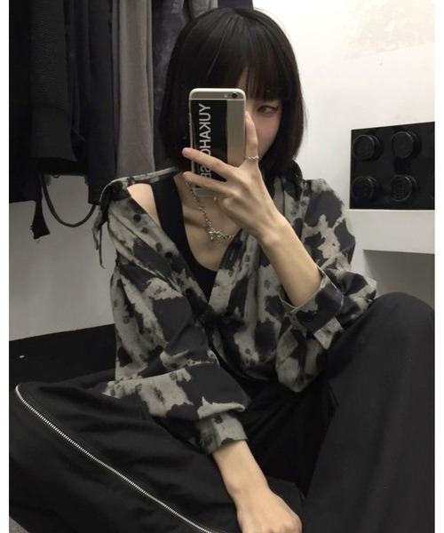 inst.ALL(インストール)の「モノトーンニュアンス柄ルーズシャツ(シャツ/ブラウス・レディース・ブラック×グレー・M)」の17枚目の写真