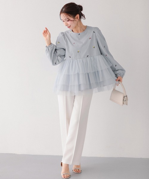 Fit more(フィットモア)の「フルーツ刺繍チュールトップス(その他トップス・レディース・ホワイト/ブルー/ピンク・FREE)」の11枚目の写真