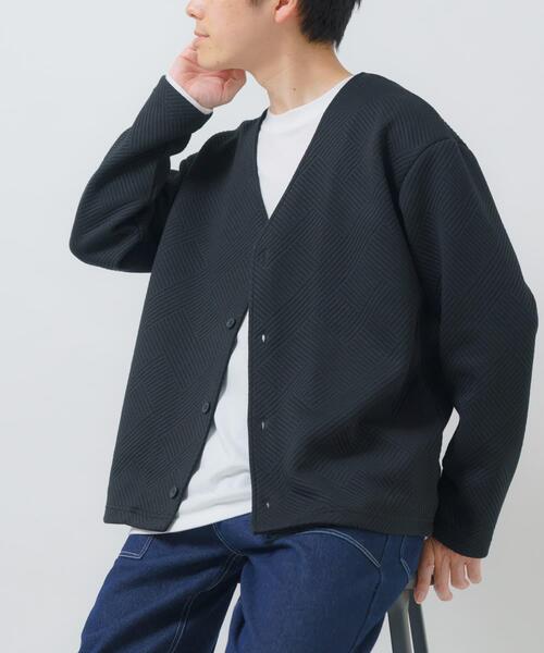 ITEMS URBANRESEARCH(アイテムズ アーバンリサーチ)の「ジャカードカーディガン+インナー セット(カーディガン/ボレロ・メンズ・オリーブ/ベージュ/ブラック/ブルー系その他・LARGE/MEDIUM)」の1枚目の写真