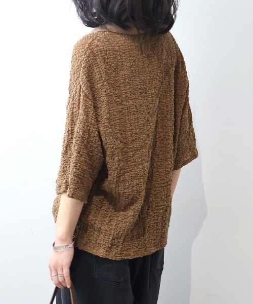leswel(レスウェル)の「【M~5L】シャーリングニットハーフZIPポロ(ポロシャツ・レディース・ブラウン/ブラック・L/LL/3L/4L/5L/M)」の18枚目の写真