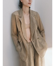 CIS.（シス）の「CIS．ダブルブレストジャケット ハンドウォッシュ 9Gメッシュレース 無地（テーラードジャケット）」