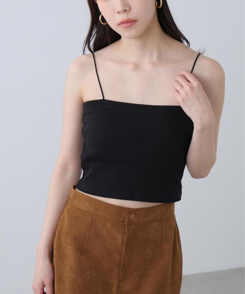 FREE'S MART（フリーズマート）の「[接触冷感][UV加工]カップ付きショート丈キャミソール（キャミソール・レディース・グレー系その他/ブラック/ホワイト・FREE）」の4枚目の写真